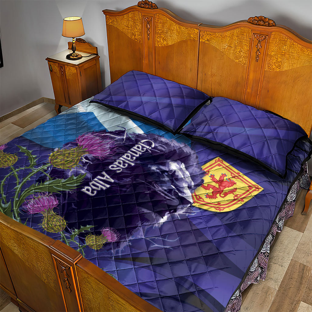 Cianalas Alba Scotland Quilt Bed Set Scottish Lion and Thistle Purple Version
