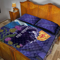 Cianalas Alba Scotland Quilt Bed Set Scottish Lion and Thistle Purple Version
