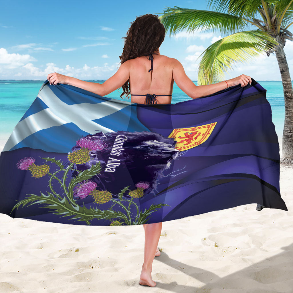Cianalas Alba Scotland Sarong Scottish Lion and Thistle Purple Version