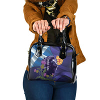 Cianalas Alba Scotland Shoulder Handbag Scottish Lion and Thistle Purple Version