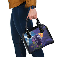 Cianalas Alba Scotland Shoulder Handbag Scottish Lion and Thistle Purple Version