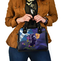 Cianalas Alba Scotland Shoulder Handbag Scottish Lion and Thistle Purple Version