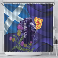 Cianalas Alba Scotland Shower Curtain Scottish Lion and Thistle Purple Version