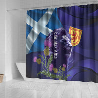 Cianalas Alba Scotland Shower Curtain Scottish Lion and Thistle Purple Version