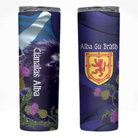 Cianalas Alba Scotland Skinny Tumbler Scottish Lion and Thistle Purple Version