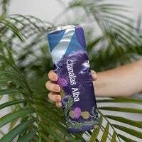 Cianalas Alba Scotland Skinny Tumbler Scottish Lion and Thistle Purple Version