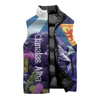 Cianalas Alba Scotland Sleeveless Puffer Jacket Scottish Lion and Thistle Purple Version