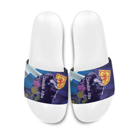 Cianalas Alba Scotland Slide Sandals Scottish Lion and Thistle Purple Version
