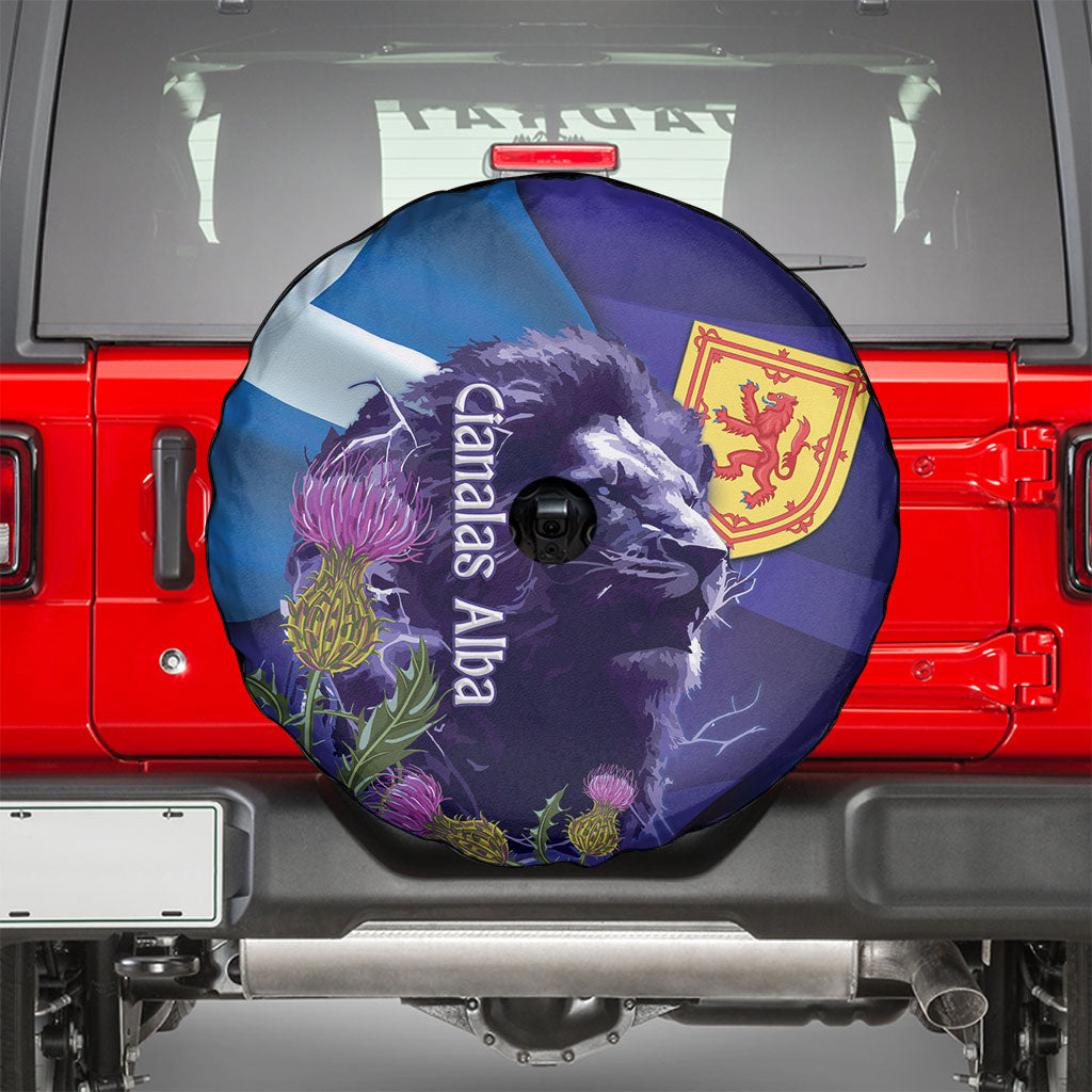 Cianalas Alba Scotland Spare Tire Cover Scottish Lion and Thistle Purple Version