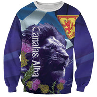 Cianalas Alba Scotland Sweatshirt Scottish Lion and Thistle Purple Version