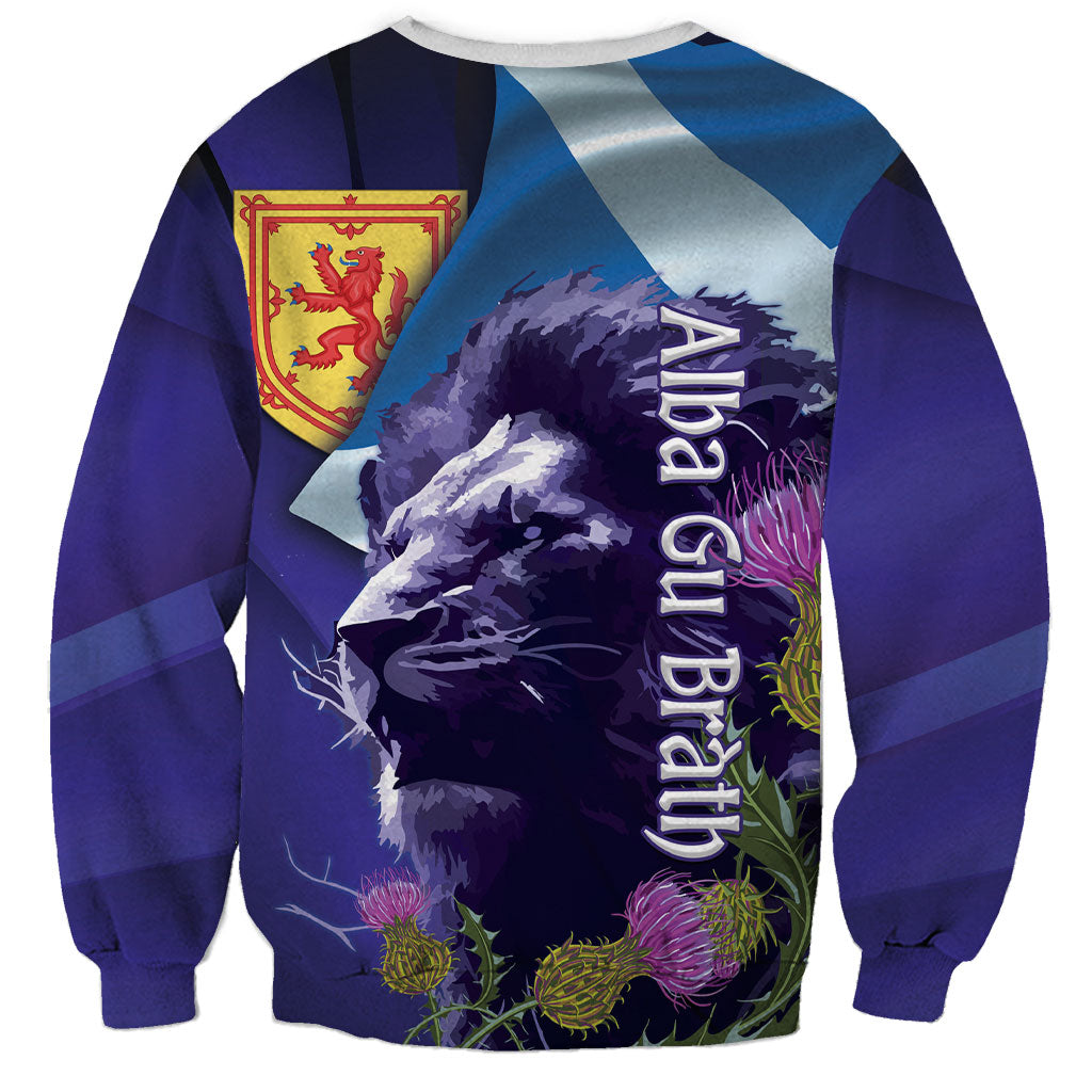 Cianalas Alba Scotland Sweatshirt Scottish Lion and Thistle Purple Version