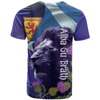 Cianalas Alba Scotland T Shirt Scottish Lion and Thistle Purple Version