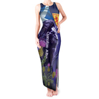 Cianalas Alba Scotland Tank Maxi Dress Scottish Lion and Thistle Purple Version