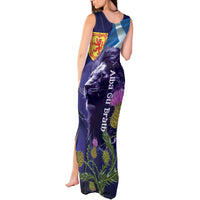 Cianalas Alba Scotland Tank Maxi Dress Scottish Lion and Thistle Purple Version