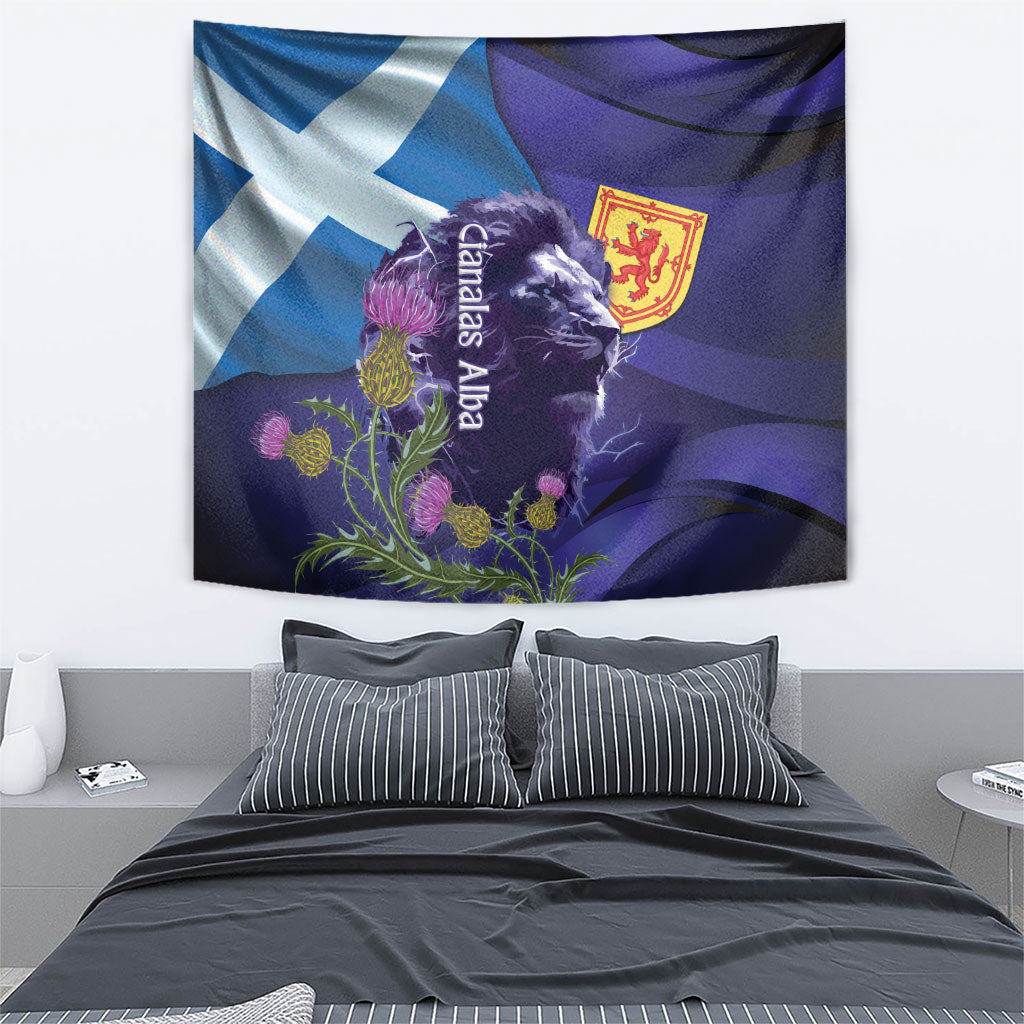 Cianalas Alba Scotland Tapestry Scottish Lion and Thistle Purple Version