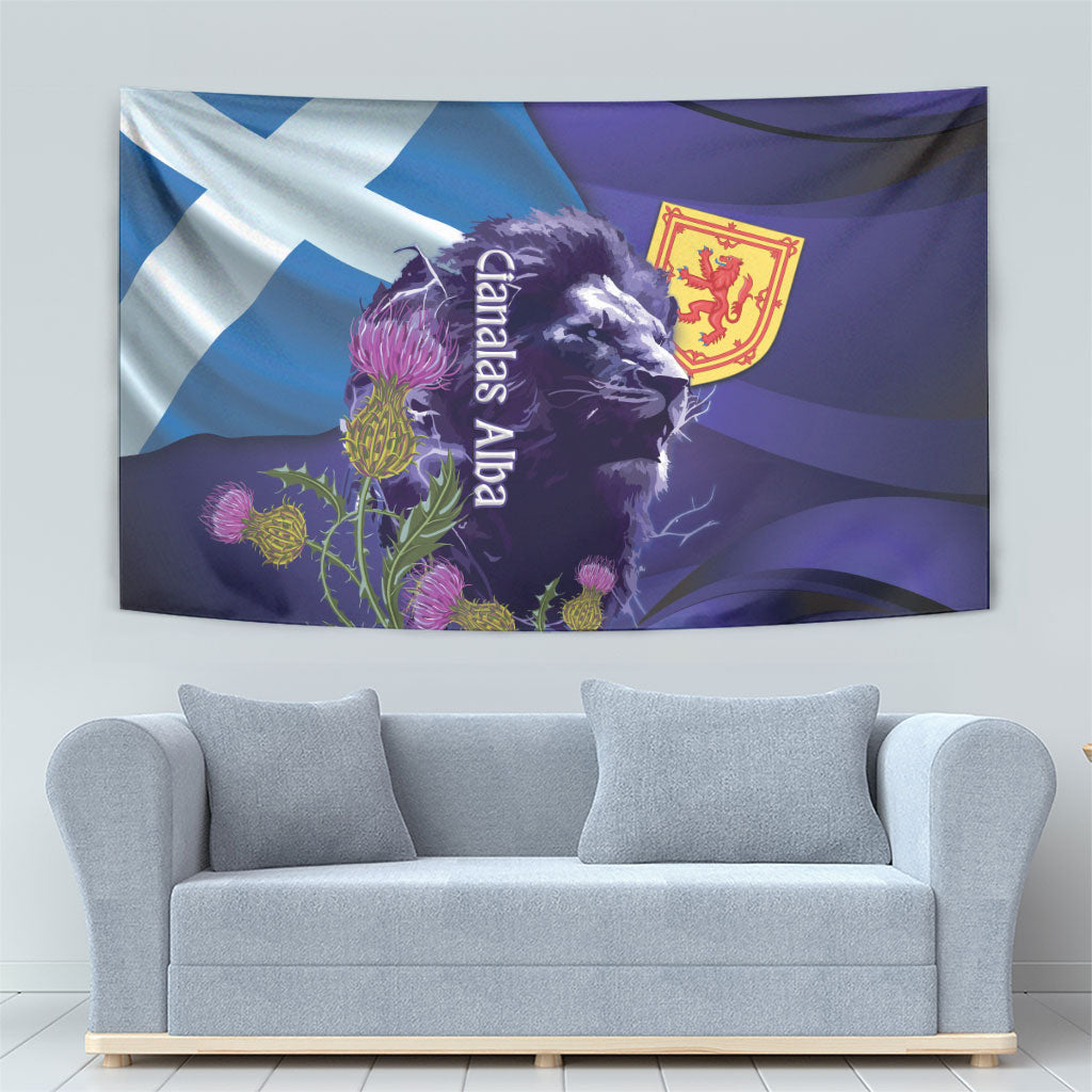 Cianalas Alba Scotland Tapestry Scottish Lion and Thistle Purple Version