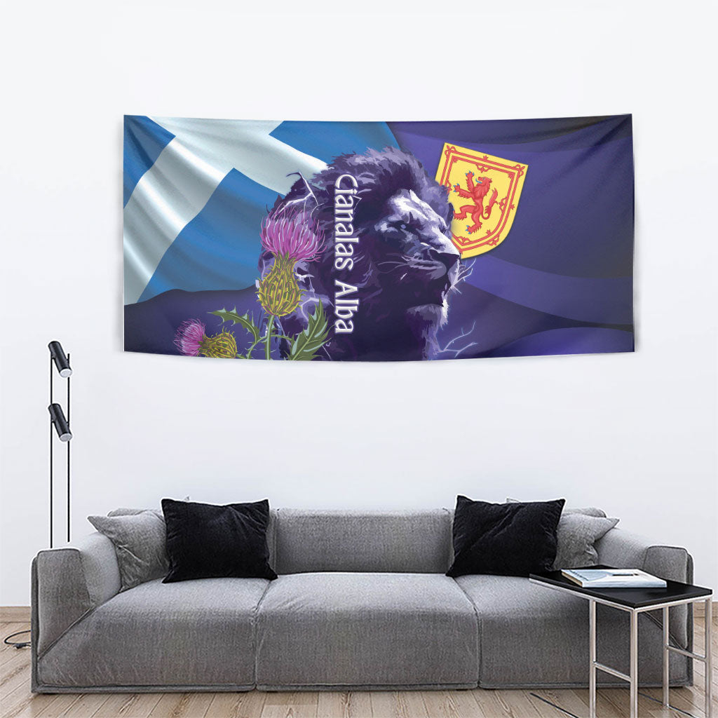 Cianalas Alba Scotland Tapestry Scottish Lion and Thistle Purple Version