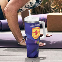 Cianalas Alba Scotland Tumbler With Handle Scottish Lion and Thistle Purple Version