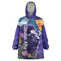 Cianalas Alba Scotland Wearable Blanket Hoodie Scottish Lion and Thistle Purple Version