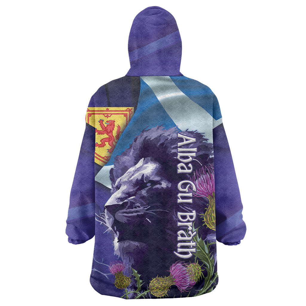 Cianalas Alba Scotland Wearable Blanket Hoodie Scottish Lion and Thistle Purple Version