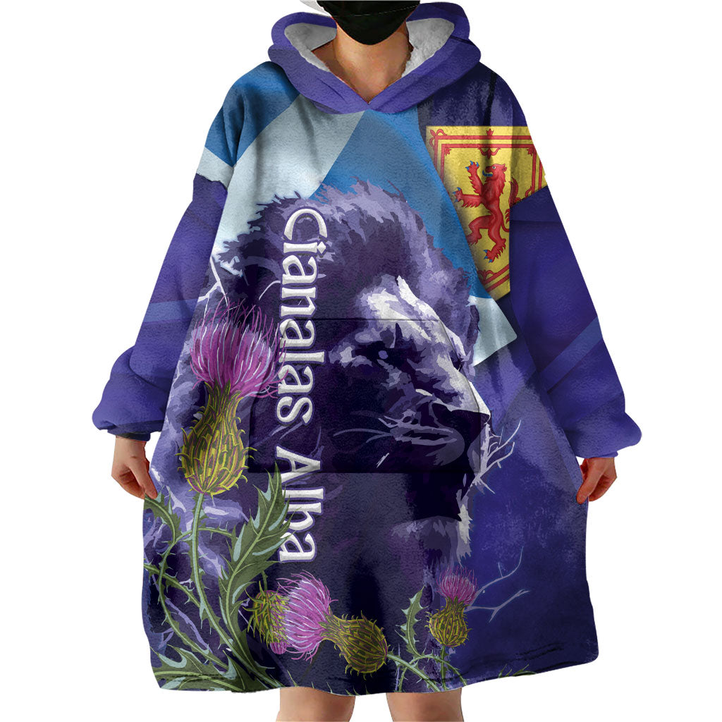 Cianalas Alba Scotland Wearable Blanket Hoodie Scottish Lion and Thistle Purple Version