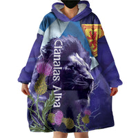 Cianalas Alba Scotland Wearable Blanket Hoodie Scottish Lion and Thistle Purple Version