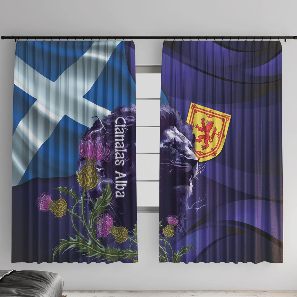 Cianalas Alba Scotland Window Curtain Scottish Lion and Thistle Purple Version