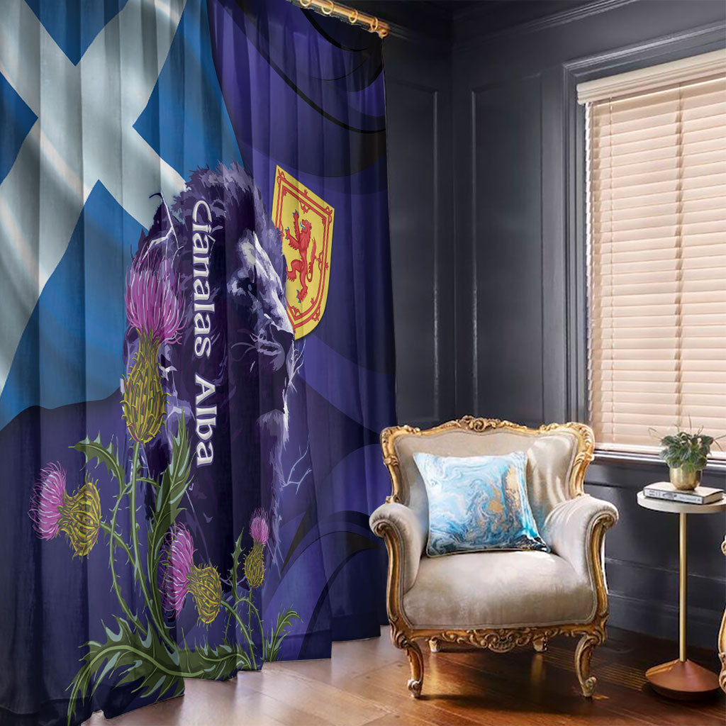 Cianalas Alba Scotland Window Curtain Scottish Lion and Thistle Purple Version