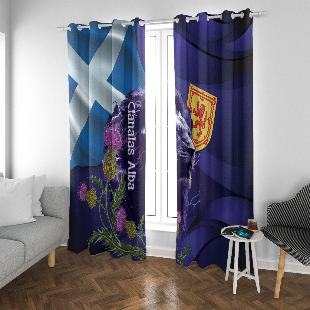 Cianalas Alba Scotland Window Curtain Scottish Lion and Thistle Purple Version