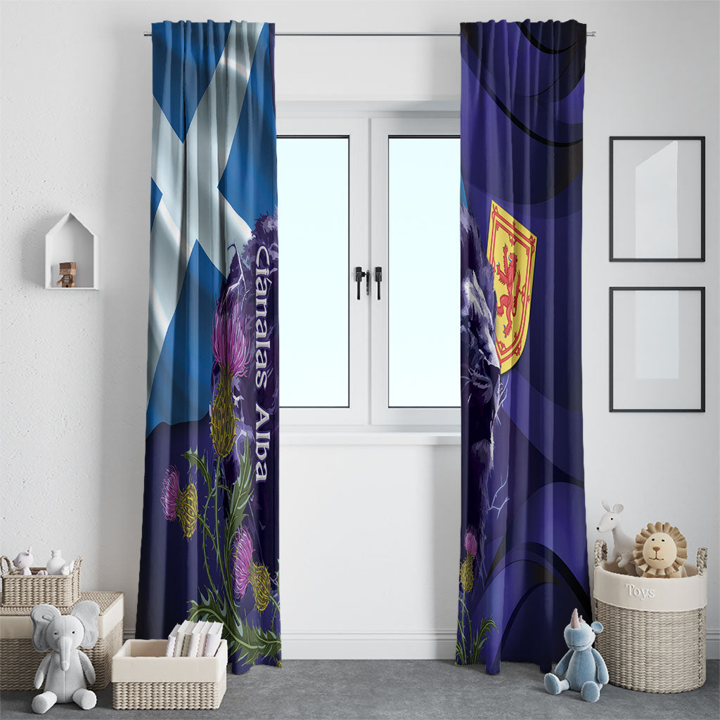 Cianalas Alba Scotland Window Curtain Scottish Lion and Thistle Purple Version