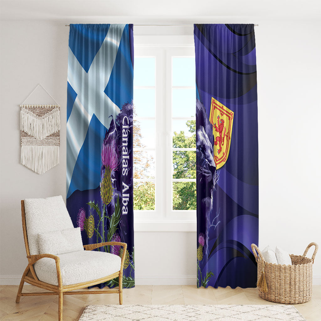 Cianalas Alba Scotland Window Curtain Scottish Lion and Thistle Purple Version