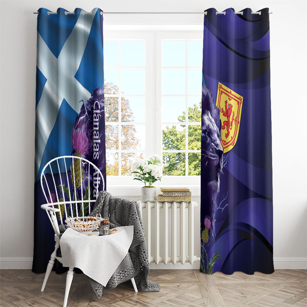 Cianalas Alba Scotland Window Curtain Scottish Lion and Thistle Purple Version