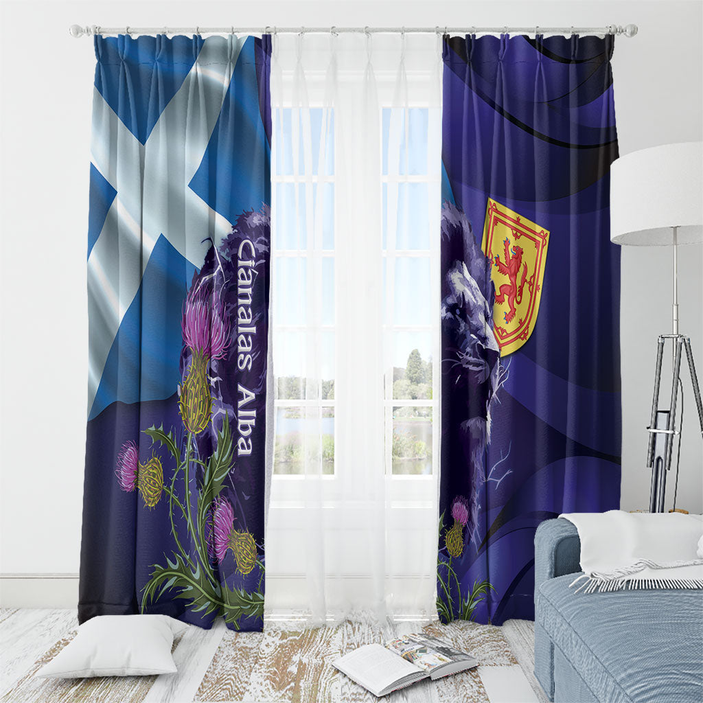 Cianalas Alba Scotland Window Curtain Scottish Lion and Thistle Purple Version