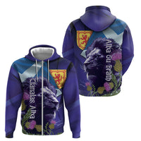Cianalas Alba Scotland Zip Hoodie Scottish Lion and Thistle Purple Version