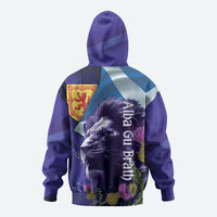 Cianalas Alba Scotland Zip Hoodie Scottish Lion and Thistle Purple Version