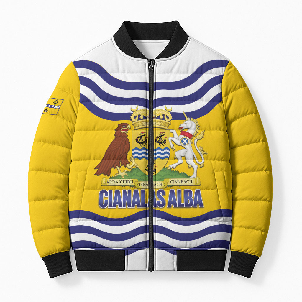 Cianalas Alba Outer Hebrides Bomber Puffer Jacket Scotland Western Isles Flag Color