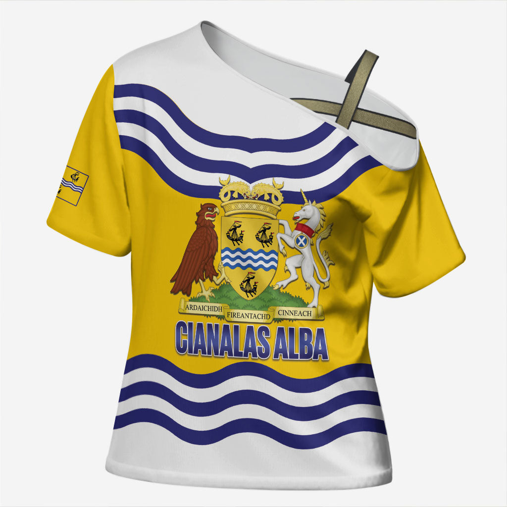 Cianalas Alba Outer Hebrides Cross Shoulder Shirt Scotland Western Isles Flag Color