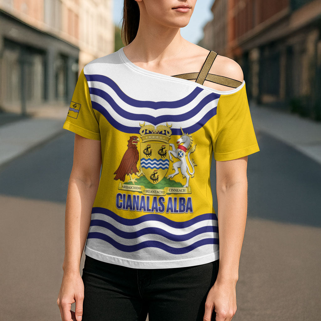Cianalas Alba Outer Hebrides Cross Shoulder Shirt Scotland Western Isles Flag Color