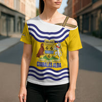 Cianalas Alba Outer Hebrides Cross Shoulder Shirt Scotland Western Isles Flag Color