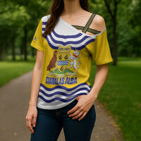 Cianalas Alba Outer Hebrides Cross Shoulder Shirt Scotland Western Isles Flag Color