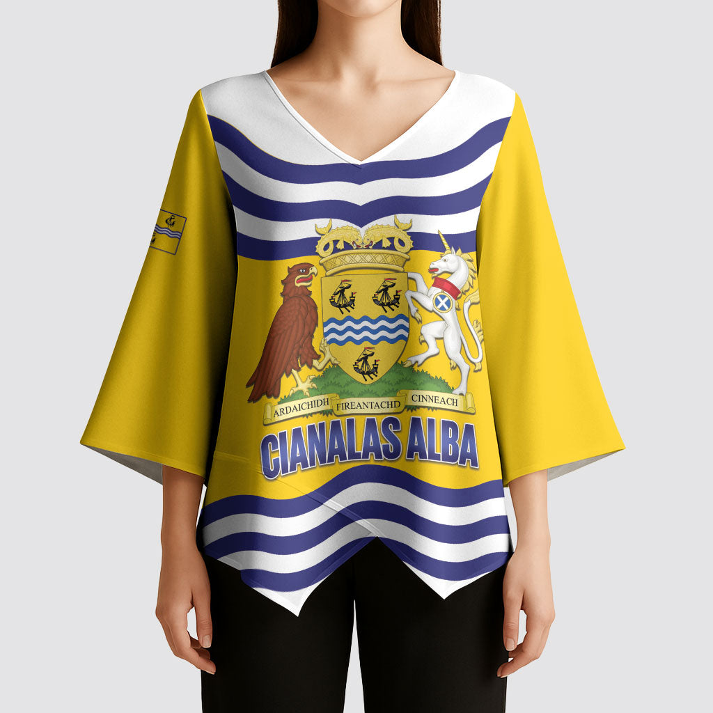 Cianalas Alba Outer Hebrides Kimono Sleeve Blouse Scotland Western Isles Flag Color
