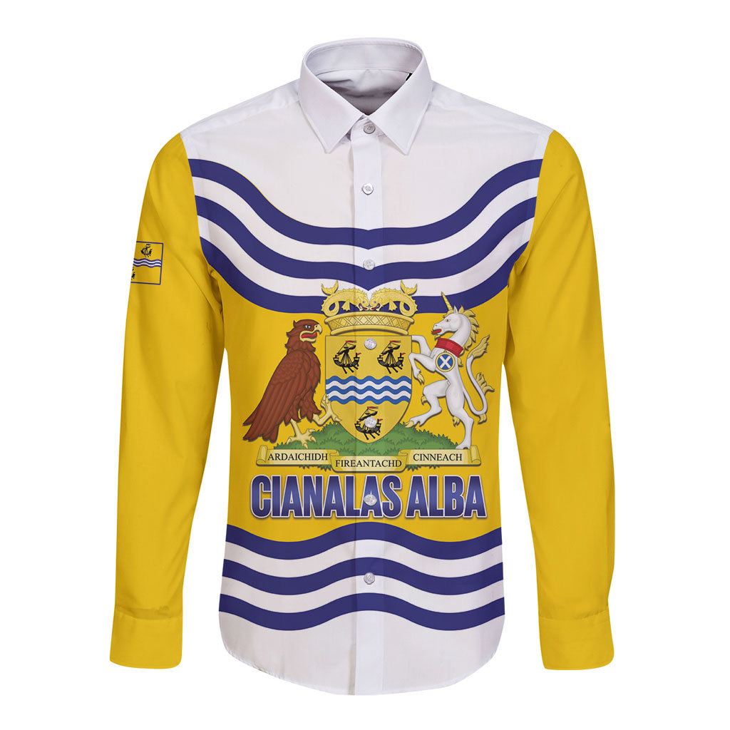 Cianalas Alba Outer Hebrides Long Sleeve Button Shirt Scotland Western Isles Flag Color