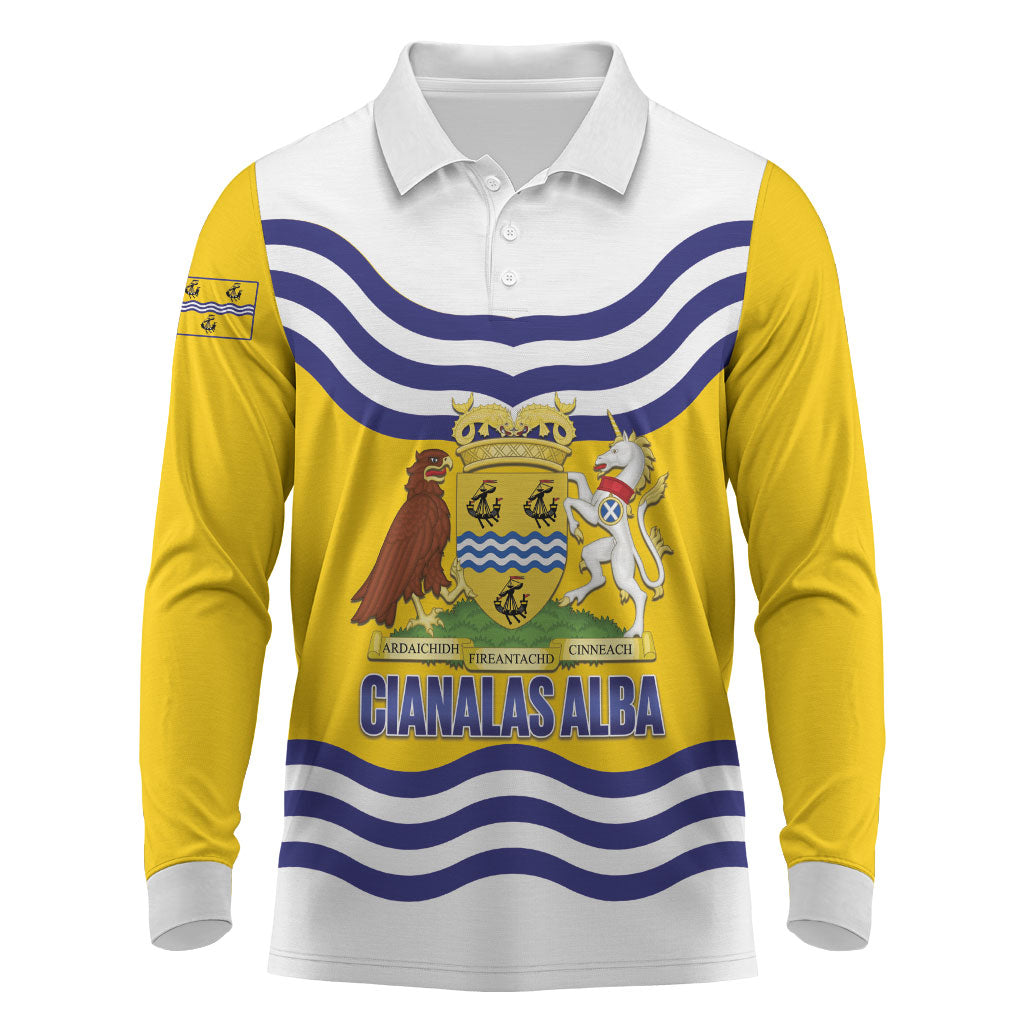 Cianalas Alba Outer Hebrides Long Sleeve Polo Shirt Scotland Western Isles Flag Color