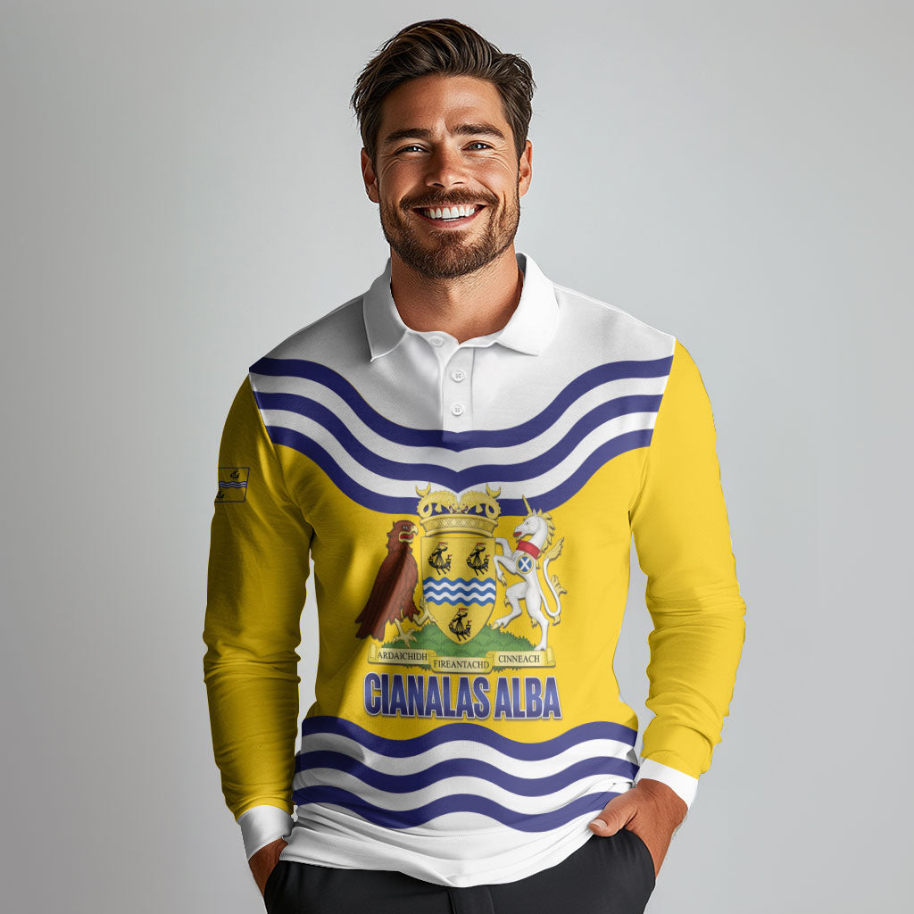 Cianalas Alba Outer Hebrides Long Sleeve Polo Shirt Scotland Western Isles Flag Color