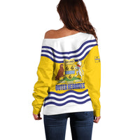 Cianalas Alba Outer Hebrides Off Shoulder Sweater Scotland Western Isles Flag Color