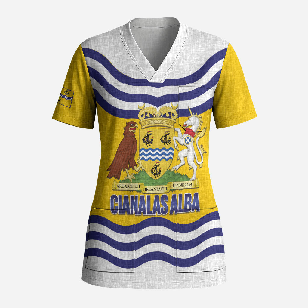 Cianalas Alba Outer Hebrides Scrub Top Scotland Western Isles Flag Color