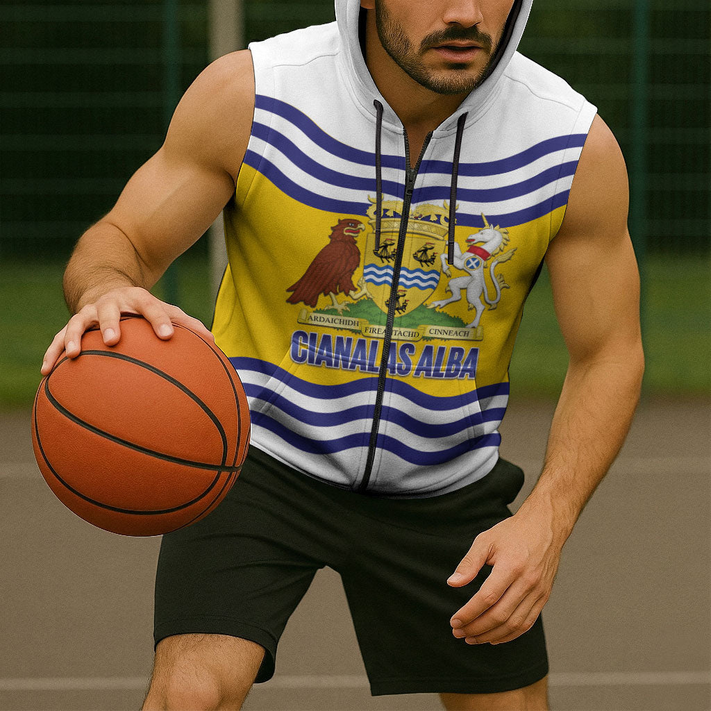 Cianalas Alba Outer Hebrides Sleeveless Zip Hoodie Scotland Western Isles Flag Color