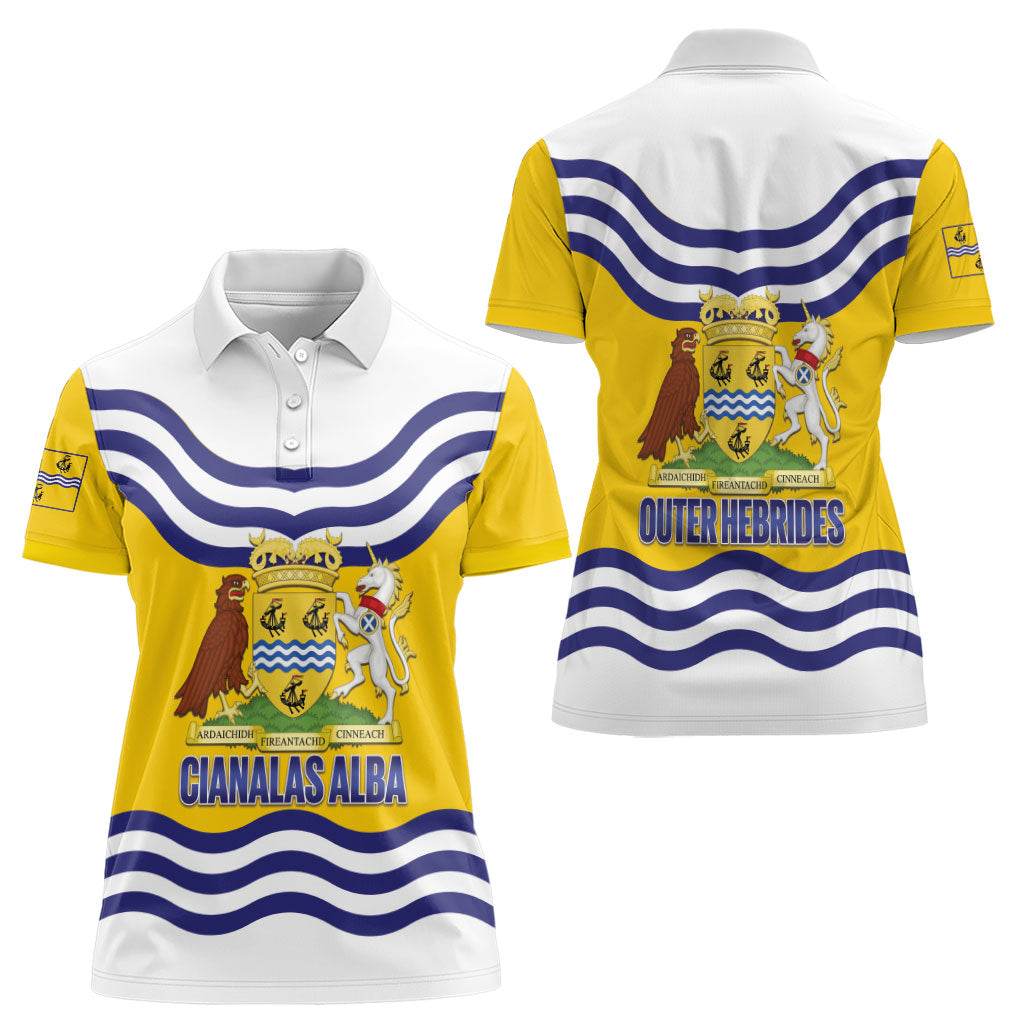 Cianalas Alba Outer Hebrides Women Polo Shirt Scotland Western Isles Flag Color