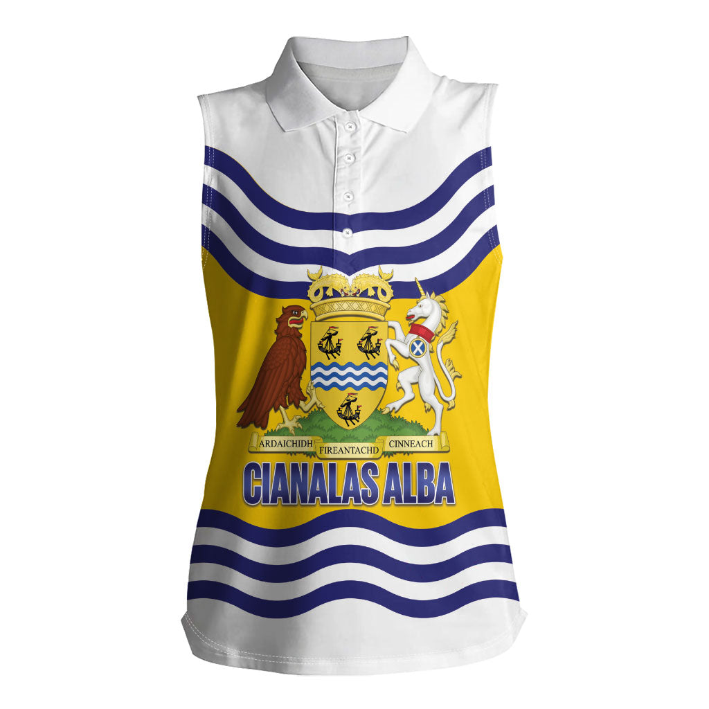 Cianalas Alba Outer Hebrides Women Sleeveless Polo Shirt Scotland Western Isles Flag Color