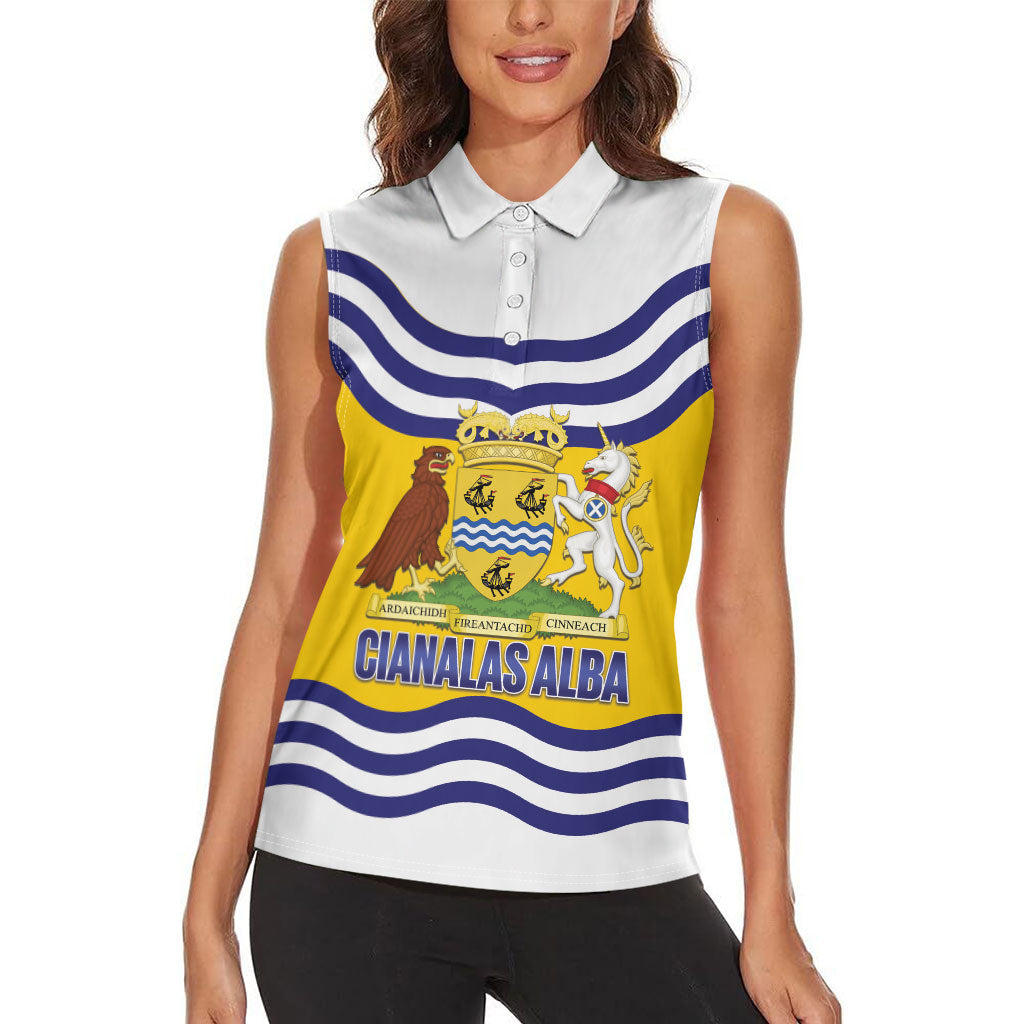 Cianalas Alba Outer Hebrides Women Sleeveless Polo Shirt Scotland Western Isles Flag Color